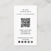 ダンサー振付家フォトソーシャルメディアQRコード 名刺 (裏面)