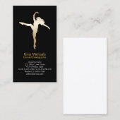 ダンサー金ゴールドシルエットダンサービジネスカード 名刺 (正面/裏面)