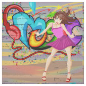 ダンサー音楽落書きの壁の生地 ファブリック (見本)