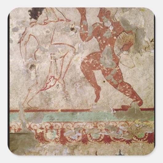 ダンサー2人とイルカ スクエアシール (正面)