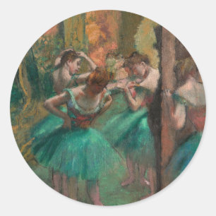 ダンサー、ピンクと緑   Edgar Degas ラウンドシール
