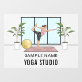 ダンサー・ポーズの女性 バランスのとれたカスタム・ヨガ・スタジオ ウィンドウサイン (シート)