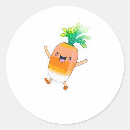 ダンシングにんじんステッカー ラウンドシール (正面)