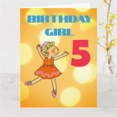 ダンシングガール5歳の誕生日 カード (黄色い花)