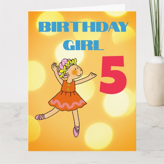 ダンシングガール5歳の誕生日 カード (正面)