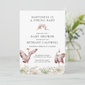 ダンシングクレーン春の花の赤ちゃんシャワー 招待状 (スタンド正面)
