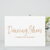 「ダンシングシューズ」ウェディングサイン | おしゃれなゴールドローズ 招待状 (スタンド正面)