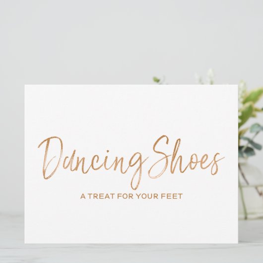 「ダンシングシューズ」ウェディングサイン | おしゃれなゴールドローズ 招待状 (スタンド正面)