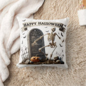 ダンシングスケルトンのハロウィンデザイン クッション (ブランケット)