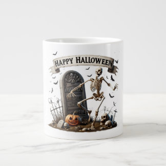ダンシングスケルトンのハロウィンデザイン ジャンボコーヒーマグカップ