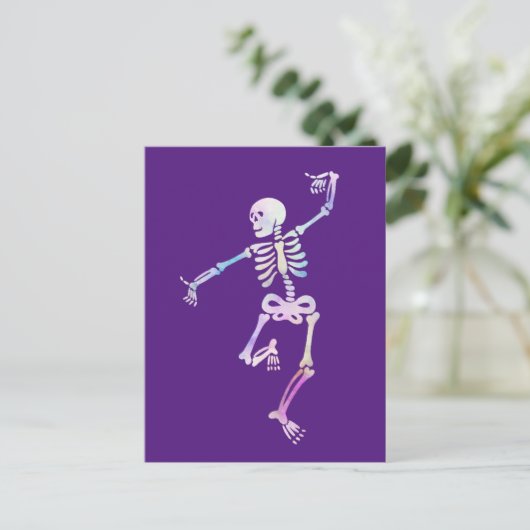 ダンシングスケルトンの水彩画 ポストカード (スタンド正面)