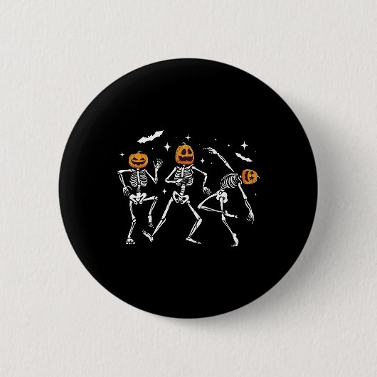 ダンシングスケルトンカボチャハロウィン 缶バッジ (正面)