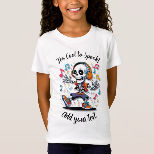 ダンシングスケルトンスタイル – 女の子用ハロウィンTシャツ Tシャツ (正面)