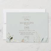 ダンシングデイジー ライトセージ ウェディング 招待状 (正面)