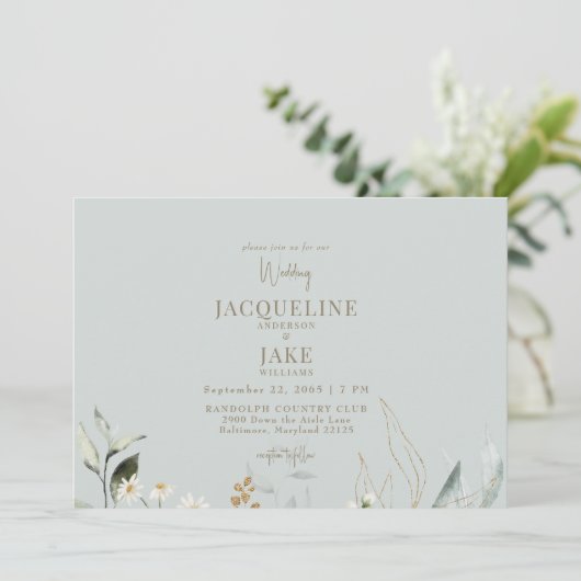 ダンシングデイジー ライトセージ ウェディング 招待状 (スタンド正面)