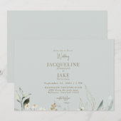 ダンシングデイジー ライトセージ ウェディング 招待状 (正面/裏面)