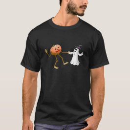 ダンシングハロウィンパンプキンとゴースト Tシャツ