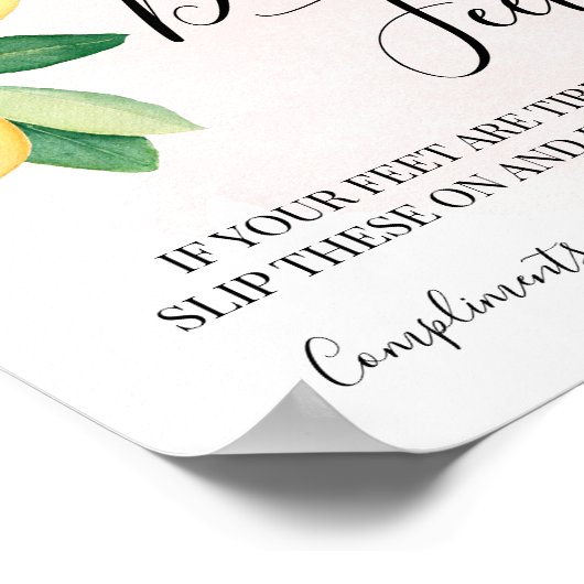 ダンシングフィートサイン フリップフロップ ウェディング レモン ピンク ポスター (角)