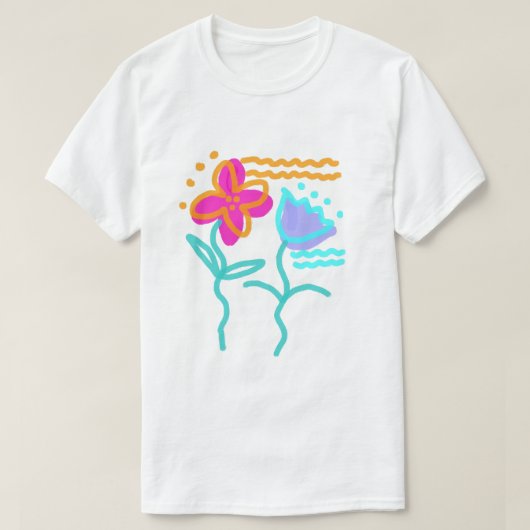 ダンシングフラワーズ抽象芸術ウェア Tシャツ (デザイン正面)
