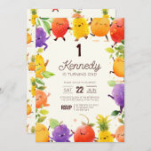 ダンシングフルーツの誕生日パーティー 招待状 (正面/裏面)