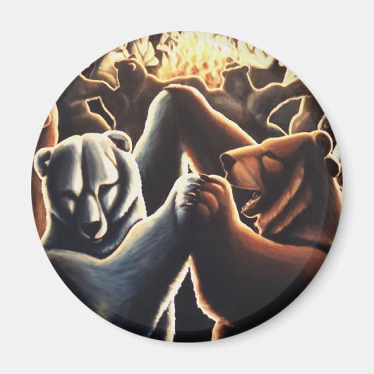 ダンシングベア 冷蔵庫マグネット ワイルドライフ アート ギフト マグネット (正面)