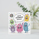 ダンシングモンスターズパーティーキッズ誕生日デザイン カード (スタンド正面)