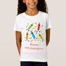 ダンシング かわいい クレヨン こんにちは 幼稚園 名前 Tシャツ