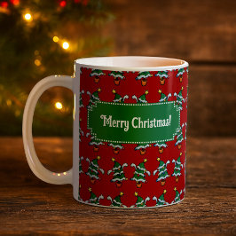 ダンシング クリスマスツリー メリークリスマス! パターン コーヒーマグカップ