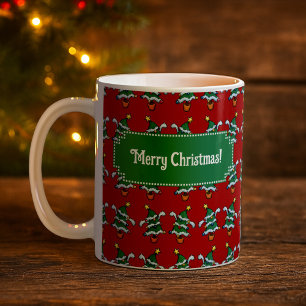 ダンシング クリスマスツリー メリークリスマス！ パターン コーヒーマグカップ