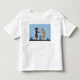 ダンシング・グレイハウンドとウサギの友達Tシャツ トドラーTシャツ