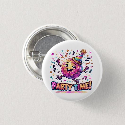  ダンシング ディスコボール 誕生日パーティー おもしろ かわいい 缶バッジ (正面&裏面)
