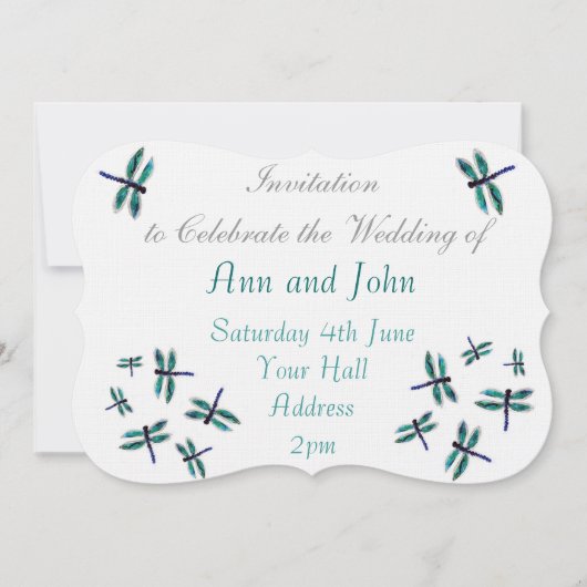 ダンシング ドラゴンフライ アート ターコイズ 招待状 (正面)