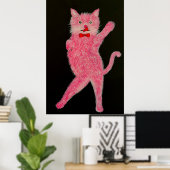 ダンシング ピンク猫 ポスター (ホームオフィス)