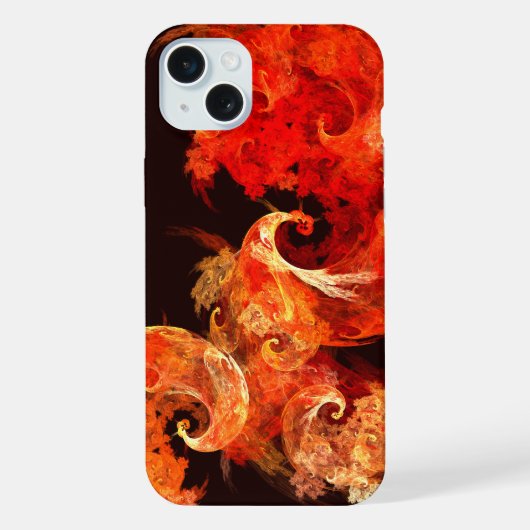 ダンシング・ファイアバードのモダンフラクタル・アート iPhoneケース (裏面)