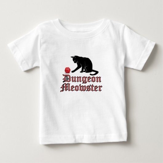 ダンジョンおもしろい・ミオウスターRPG猫とサイコロ ベビーTシャツ (正面)