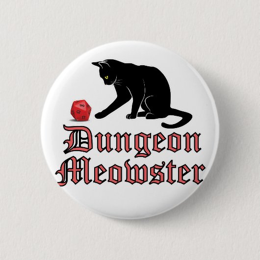 ダンジョンおもしろい・ミオウスターRPG猫とサイコロ 缶バッジ (正面)