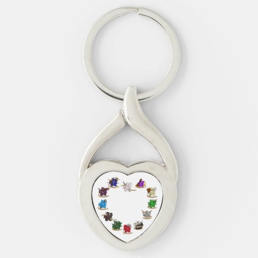 ダンジョンとドラゴンズクラスサイコロデザインハート キーホルダー (正面)