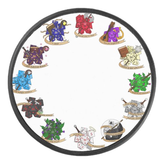 ダンジョンとドラゴンズクラスサイコロデザイン アイスホッケーパック (正面)
