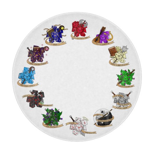 ダンジョンとドラゴンズクラスサイコロデザイン カッティングボード (正面)