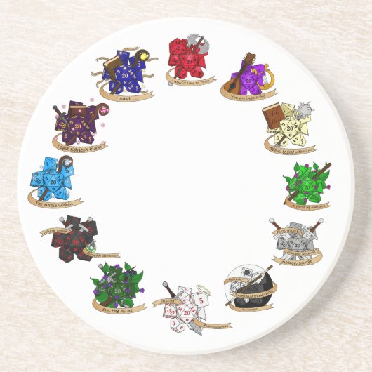 ダンジョンとドラゴンズクラスサイコロデザイン コースター (正面)