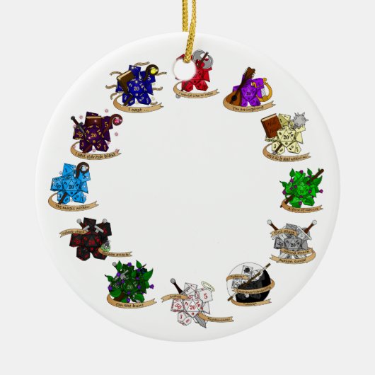 ダンジョンとドラゴンズクラスサイコロデザイン セラミックオーナメント (正面)