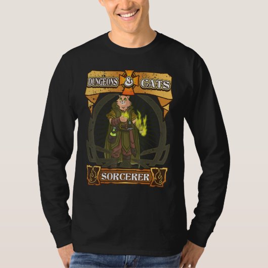 ダンジョンと猫の魔術師Kitten Cat D20サイコロRpg Tシャツ (正面)
