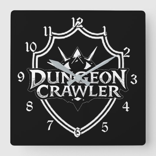 ダンジョンクローラー 白黒 スクエア壁時計 (正面)