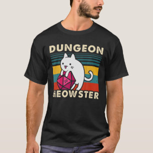 ダンジョンメオウおもしろいスターDndテーブルトップゲーマーキャットD20 Tシャツ