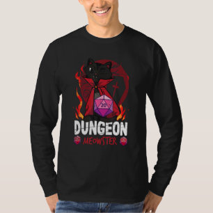 ダンジョンメオウスターテーブルトップゲーマーおたく猫 Tシャツ