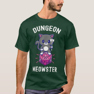 ダンジョンメオウスターRPGサイコロ妖精かわいい猫 Tシャツ