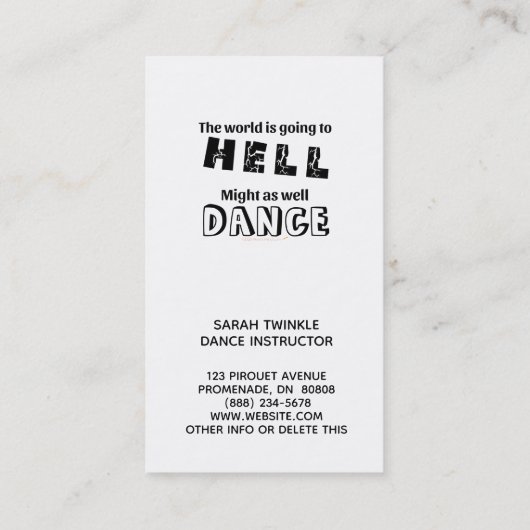 ダンスおもしろいインストラクターワールドが地獄のダンスへ 名刺 (裏面)