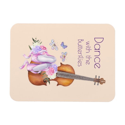 ダンスことわざとヴァイオリン&バレエ靴 マグネット (横)