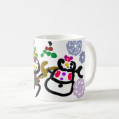 ダンスする雪だるまと雪女 コーヒーマグカップ (正面右)