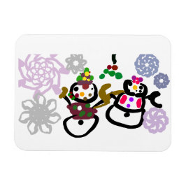 ダンスする雪だるまと雪女 マグネット